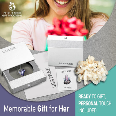 Leafael Birthstone Heart Choker Necklace for Women | Birthstone Necklace White Crystal | Allergy-Free Aesthetic Necklace with Gift Box Included