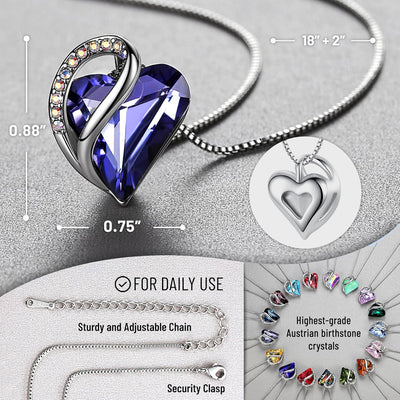 Leafael Birthstone Heart Choker Necklace for Women | Birthstone Necklace White Crystal | Allergy-Free Aesthetic Necklace with Gift Box Included